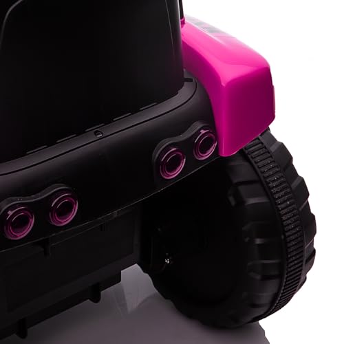Garvee 12V Kids Ride on Car,Excavator with Bucket & Remote Control,Toddler Battery Powered Electric Vehicle,2+1 Gear Shift,3 Speeds,Music,Bluetooth,7-LED Headlights,Thread Tire,Rose
