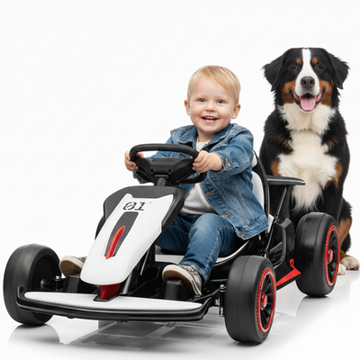 Garvee Ride - G Series: 6+,24V Drift Kart with 2X200W Strong Motor, 7AH Big Battery, Electric Pedals, Electric Go Kart Outdoor Race Toy - White