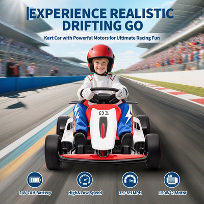Garvee Ride - G Series: 6+,24V Drift Kart with 2X200W Strong Motor, 7AH Big Battery, Electric Pedals, Electric Go Kart Outdoor Race Toy - Red