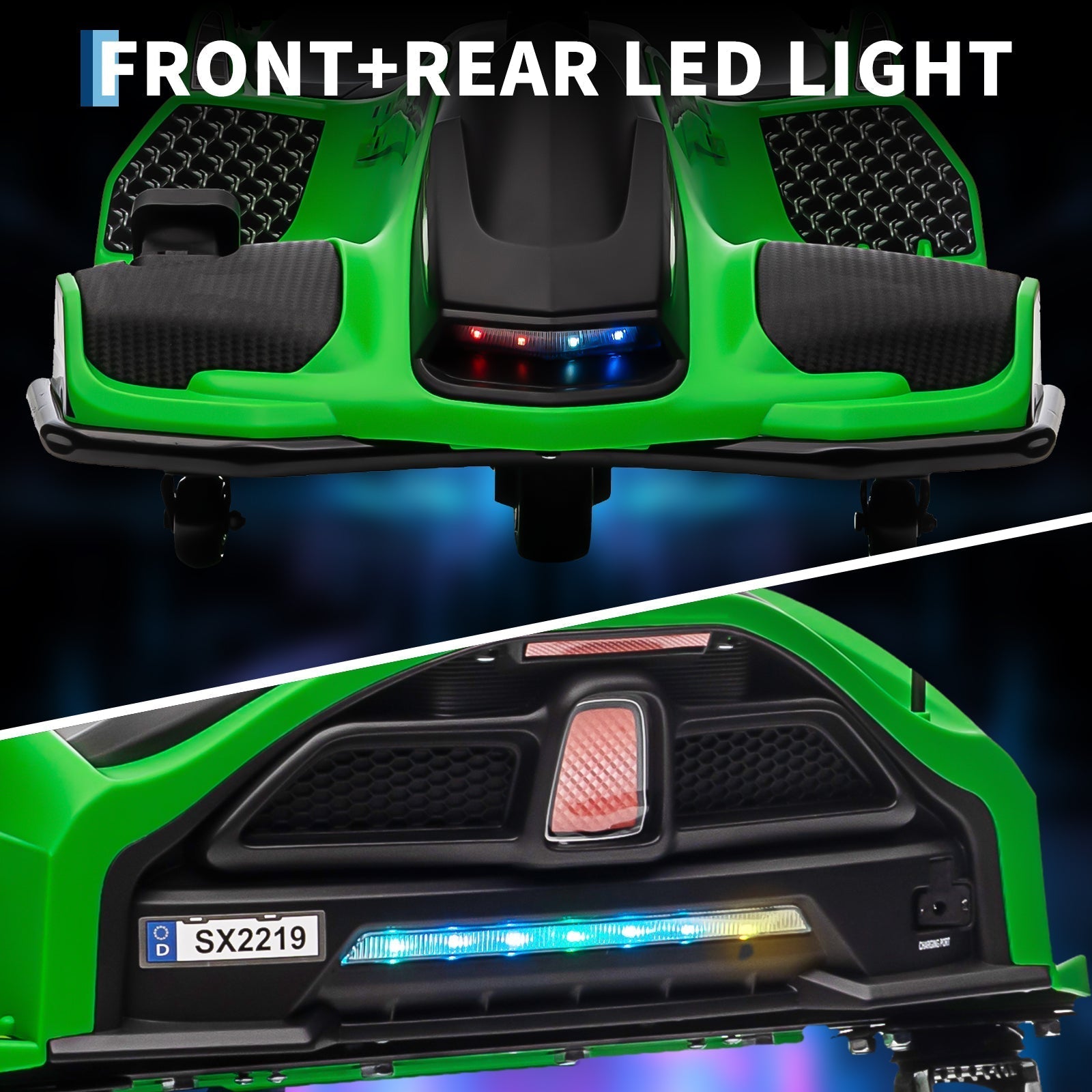 Garvee Ride - G Series: 24V Kids Ride-On Drift Car: Electric Drifting Go-Kart, for Ages 8-12 - Green