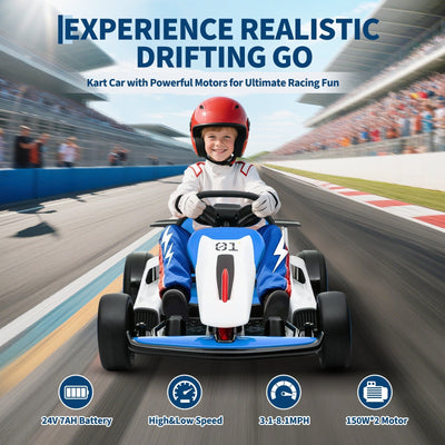 Garvee Ride - G Series: 6+,24V Drift Kart with 2X200W Strong Motor, 7AH Big Battery, Electric Pedals, Electric Go Kart Outdoor Race Toy - Blue