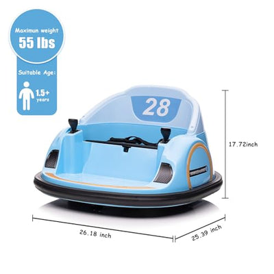Garvee Ride - B Series: 12V Ride On Bumper Car for Kids Ride on Toy Gifts Toddlers Electric Bumping Car with Remote Control, Battery Display, 360 Degree Spin, LED Lights, Music, Blue