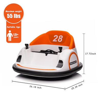 Garvee Ride - B Series: 12V Ride On Bumper Car for Kids Ride on Toy Gifts Toddlers Electric Bumping Car with Remote Control, Battery Display, 360 Degree Spin, LED Lights, Music, Orange