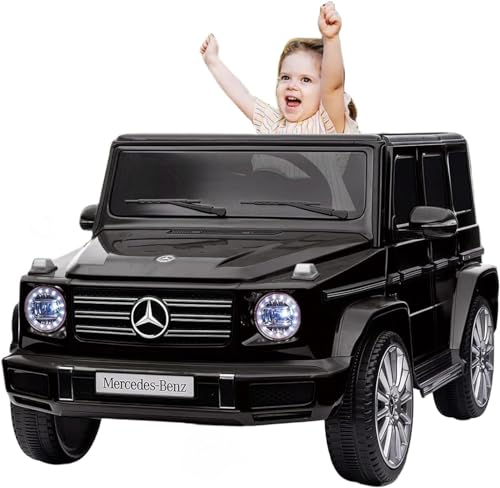 Garvee 12V Kids Ride On Car, Licensed Mercedes-Benz G500 Electric Vehicle w/Parent Remote Control, 4xSpring Suspension, 3 Speeds, Rocking, LED Lights, Music, Battery Powered Ride on Toy for Kids - Black