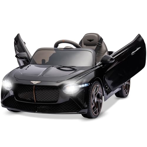 Garvee Kids Ride On Car, Licensed Bentley Bacalar 12V Electric Vehicles w/Parent Remote Control, Scissor Door, Suspension, 3 Speeds, LED Lights, Horn, Battery Powered Ride on Toy for Boys Girls - Black