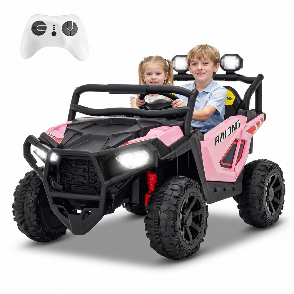 Garvee 24V 2-Seater Electric UTV Ride-On Truck for Kids Ages 2-8 – Battery Powered, Remote Control, 4-Wheel Suspension, Gradual Power-Up, 3 Speeds, LED Lights, Wireless – Pink