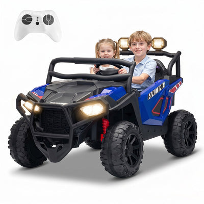 Garvee 24V 2-Seater Electric UTV Ride-On Truck for Kids Ages 2-8 – Battery Powered, Remote Control, 4-Wheel Suspension, Gradual Power-Up, 3 Speeds, LED Lights, Wireless – Blue