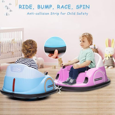 Garvee Ride - B Series: 12V Ride On Bumper Car for Kids Ride on Toy Gifts Toddlers Electric Bumping Car with Remote Control, Battery Display, 360 Degree Spin, LED Lights, Music, Blue