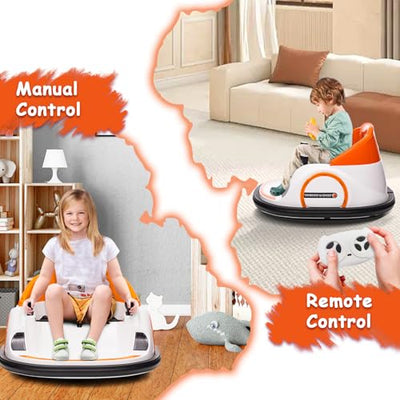 Garvee Ride - B Series: 12V Ride On Bumper Car for Kids Ride on Toy Gifts Toddlers Electric Bumping Car with Remote Control, Battery Display, 360 Degree Spin, LED Lights, Music, Orange