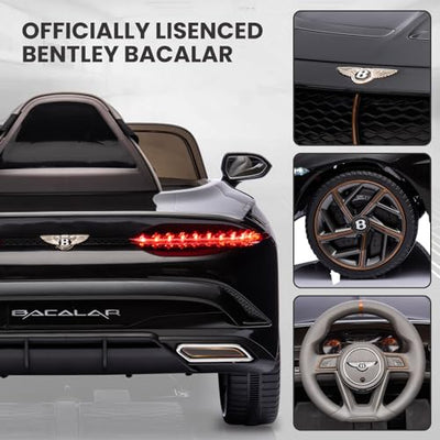 Garvee Kids Ride On Car, Licensed Bentley Bacalar 12V Electric Vehicles w/Parent Remote Control, Scissor Door, Suspension, 3 Speeds, LED Lights, Horn, Battery Powered Ride on Toy for Boys Girls - Black