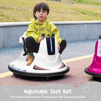 Garvee Kids Electric Bumper Car w/ Remote, Music, Lights, 360 Spin - White