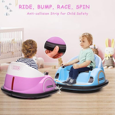 Garvee Ride - B Series: 12V Ride On Bumper Car for Kids Ride on Toy Gifts Toddlers Electric Bumping Car with Remote Control, Battery Display, 360 Degree Spin, LED Lights, Music, Pink