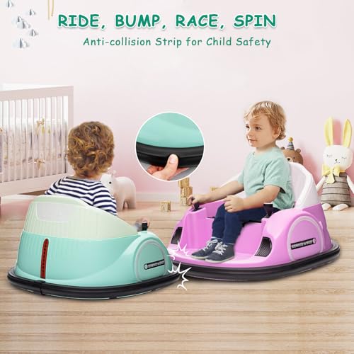 Garvee Ride - B Series: 12V Ride On Bumper Car for Kids Ride on Toy Gifts Toddlers Electric Bumping Car with Remote Control, Battery Display, 360 Degree Spin, LED Lights, Music, Green
