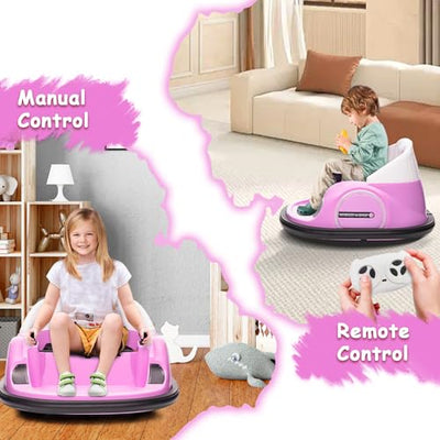 Garvee Ride - B Series: 12V Ride On Bumper Car for Kids Ride on Toy Gifts Toddlers Electric Bumping Car with Remote Control, Battery Display, 360 Degree Spin, LED Lights, Music, Pink