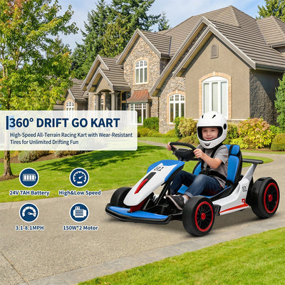 Garvee Ride - G Series: 6+,24V Drift Kart with 2X200W Strong Motor, 7AH Big Battery, Electric Pedals, Electric Go Kart Outdoor Race Toy - Blue