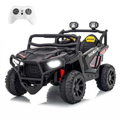 Garvee 24V 2-Seater Electric UTV Ride-On Truck for Kids Ages 2-8 – Battery Powered, Remote Control, 4-Wheel Suspension, Gradual Power-Up, 3 Speeds, LED Lights, Wireless – Black