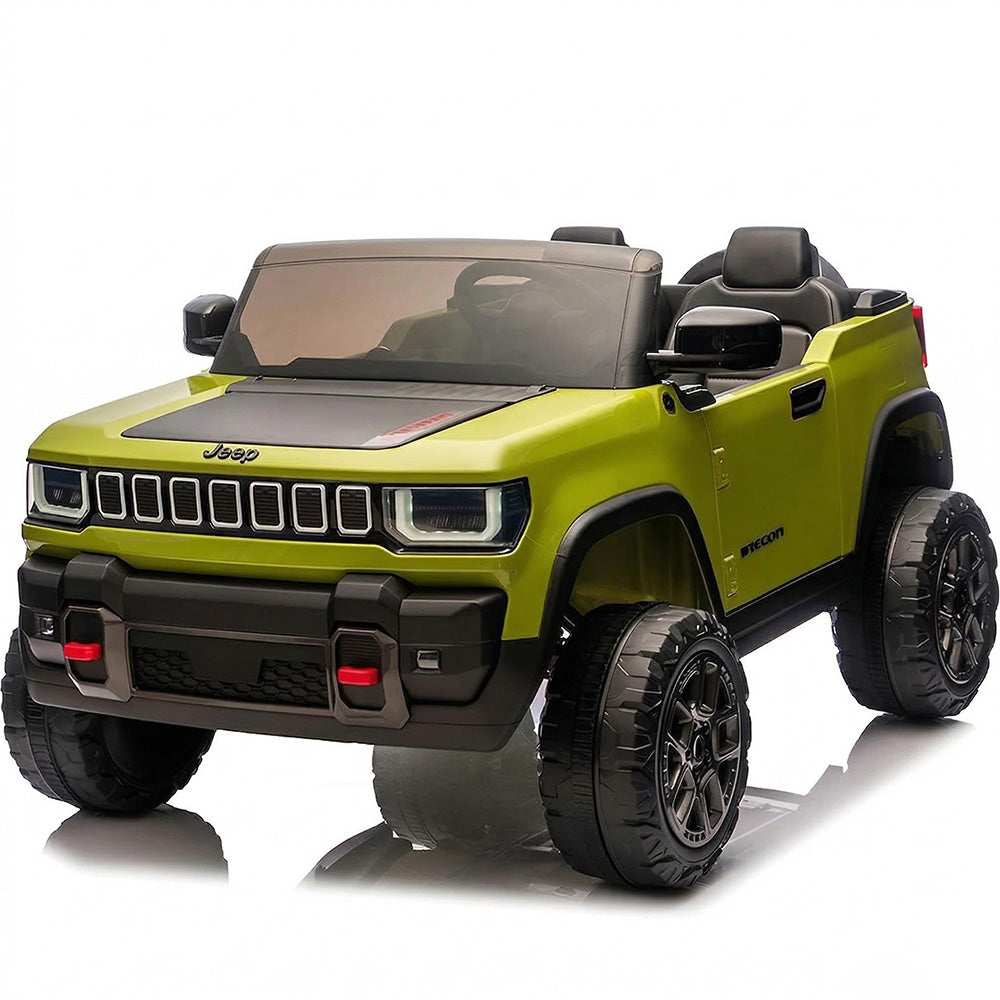 Garvee 24V 2-Seater Electric Ride-On Truck for Kids Ages 3-8 – Licensed 4WD Battery Car with Parental Remote, 3 Speeds, Wireless Connection Music, LED Lights, Gradual Start – Ideal Gift Vehicle for Boys & Girls – Army Green