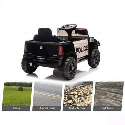 Garvee Kids Ride On Police Car 12V Electric Remote Control Spring Suspension LED Lights Music Toddlers Boys Girls Outdoor Play