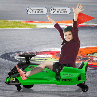 Garvee Ride - G Series: 24V Kids Ride-On Drift Car: Electric Drifting Go-Kart, for Ages 8-12 - Green