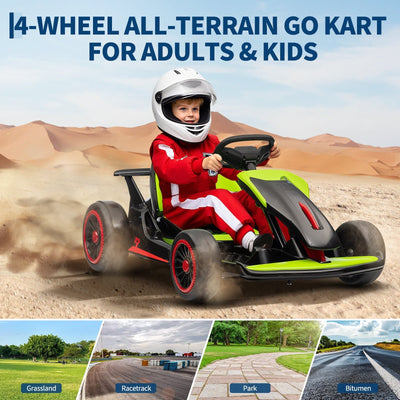 Garvee Ride - G Series: 6+,24V Drift Kart with 2X200W Strong Motor, 7AH Big Battery, Electric Pedals, Electric Go Kart Outdoor Race Toy - Green