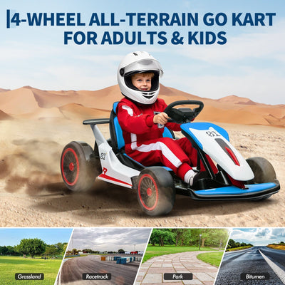 Garvee Ride - G Series: 6+,24V Drift Kart with 2X200W Strong Motor, 7AH Big Battery, Electric Pedals, Electric Go Kart Outdoor Race Toy - Blue