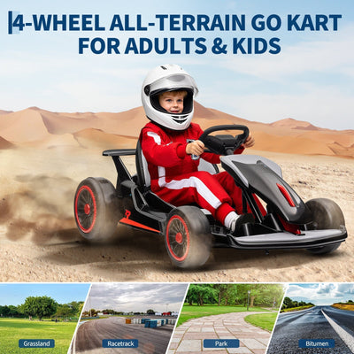Garvee Ride - G Series: 6+,24V Drift Kart with 2X200W Strong Motor, 7AH Big Battery, Electric Pedals, Electric Go Kart Outdoor Race Toy - Black