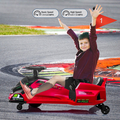 Garvee Ride - G Series: 24V Drift Go-Kart for Kids: Quality Metal, 7.5mph, LED, Music, for 8-12 Years Old - Red
