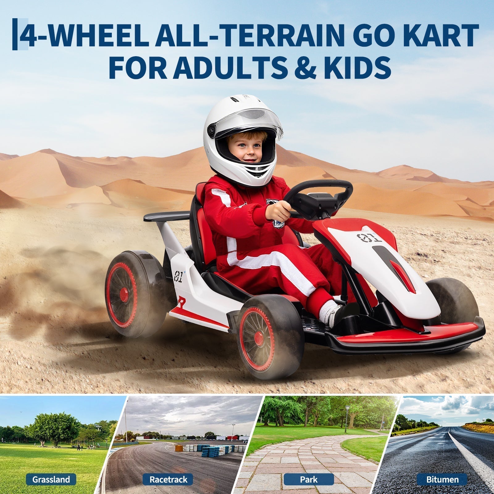 Garvee Ride - G Series: 6+,24V Drift Kart with 2X200W Strong Motor, 7AH Big Battery, Electric Pedals, Electric Go Kart Outdoor Race Toy - Red