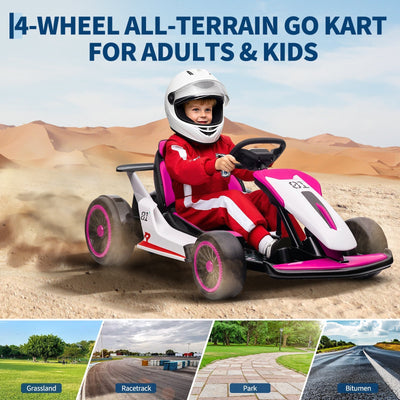 Garvee Ride - G Series: 6+,24V Drift Kart with 2X200W Strong Motor, 7AH Big Battery, Electric Pedals, Electric Go Kart Outdoor Race Toy - Pink