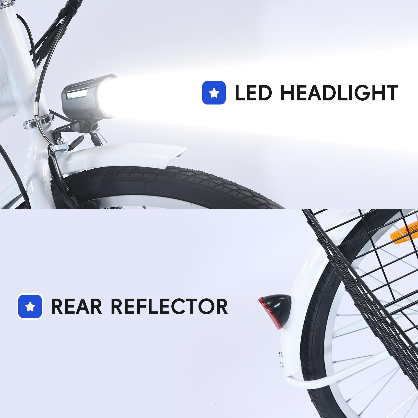 Garvee Adult Tricycle 7-Speed 26-Inch 3-Wheel Bike with Basket 250W Motor 36V Battery LED Headlight for Women Seniors Men
