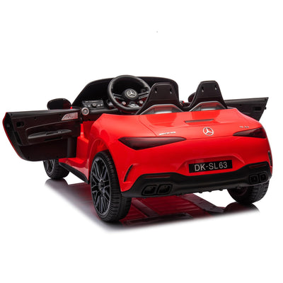 Garvee 12V Mercedes-Benz SL63 Ride-On Car: Remote Control, 2x35W Motors, 3-8 MPH, LED Lights, MP3, USB, Bluetooth, for Ages 3-7 - Red