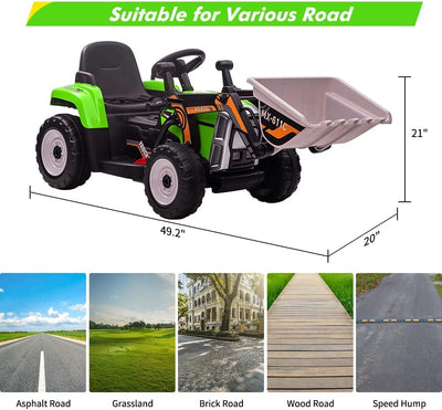 Garvee 12V Kids Ride on Excavator Car + Remote Control + 2+1 Gear Shift + EVA Tires + Music + Bluetooth + ASTM Certified + Indoor/Outdoor Play