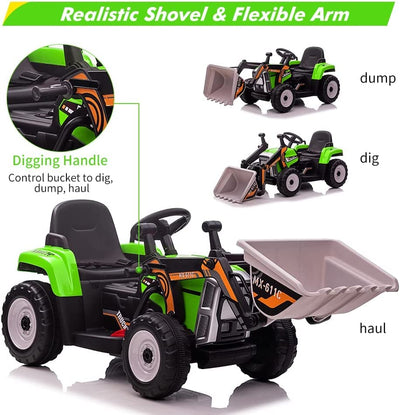 Garvee 12V Kids Ride on Excavator Car + Remote Control + 2+1 Gear Shift + EVA Tires + Music + Bluetooth + ASTM Certified + Indoor/Outdoor Play