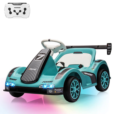 Garvee Kids Go Kart Ride On Drift Kart Dual Motors Battery Powered Outdoor Racing Toy Boys Girls 2 Mph LED Lights