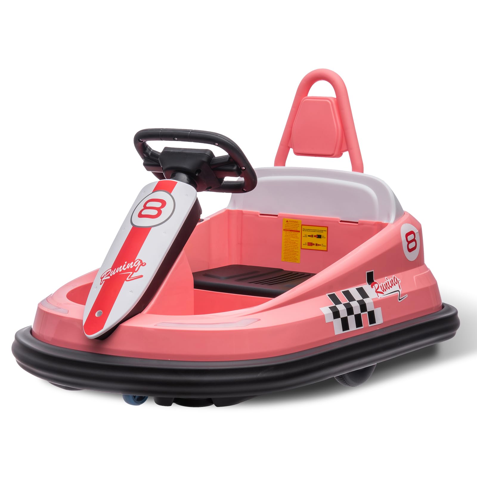 Garvee Ride - B Series: 6V Electric Ride On Toys for Kids 1.5-6 Years Old, Steering Wheel, 360 Degree Spin, 2-Speeds, Lights, Music & Horn, Safety Belts, Best for Birthday - Pink