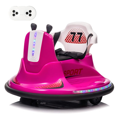 Garvee Kids Electric Bumper Car w/ Remote, Music, Lights, 360 Spin - Pink