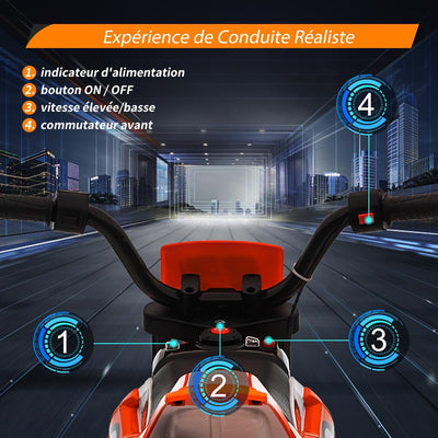 Garvee 12V Kids Ride On Motorcycle, 7AH Battery Powered Electric Motorcycle 2 Speed Off Road Motocross with 35W Strong Motor, Training Wheels, Spring Suspension - Orange