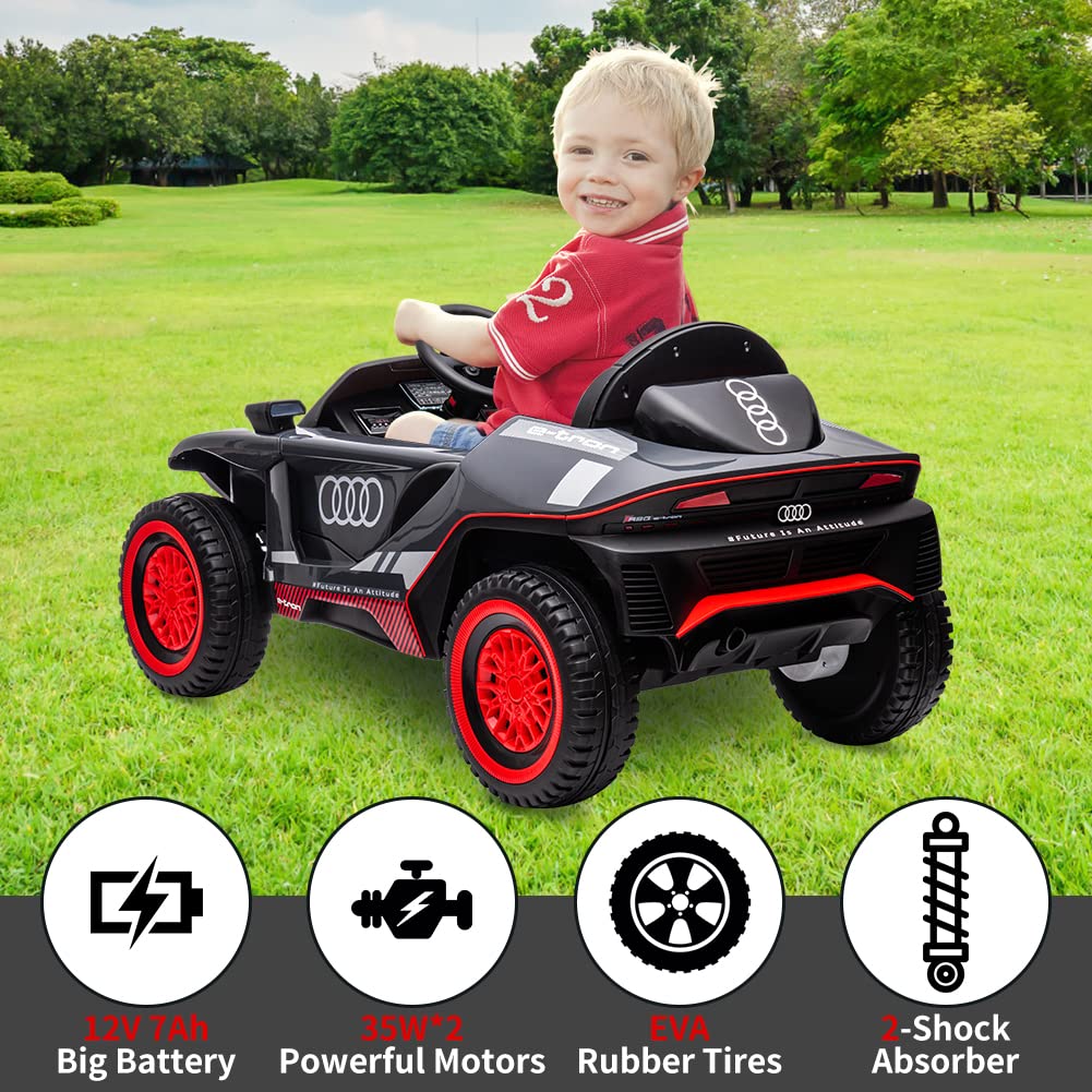 Garvee 12V RS E-tron Kids Ride-On Car: Remote Control, Dual 35W Motors, Spring Suspension, LED Lights, Horn, EVA Tires, for Ages 3-8