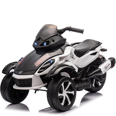 Garvee 12V Dual Motor Kids Electric Ride-On Car & 3-Wheel ATV – 4 MPH, Treaded Tires, LED Lights & Music, 66 lbs Capacity, Outdoor Battery Powered Vehicle for Boys & Girls Ages 3-8 – White