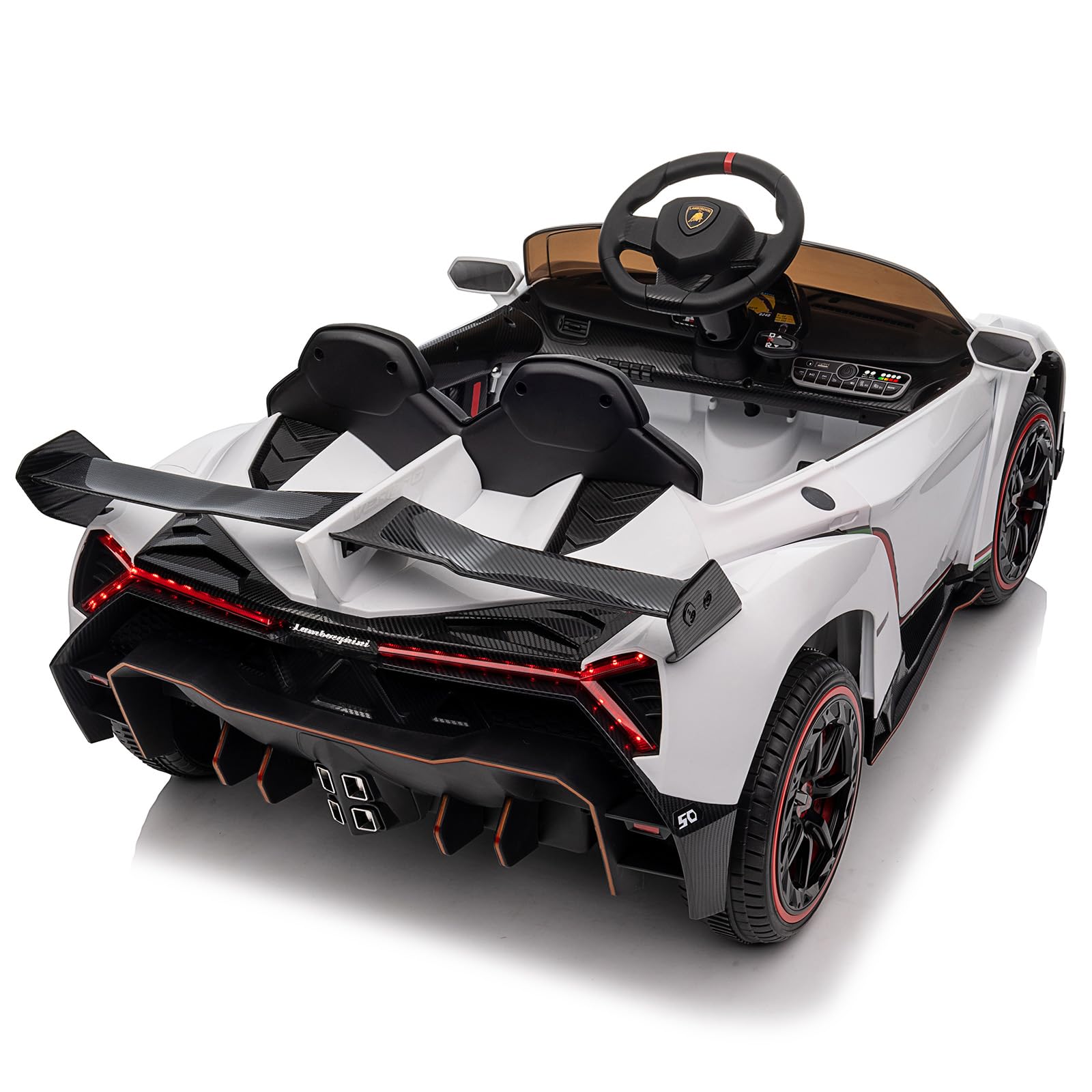 Garvee 12V Kids Ride On Car, Licensed Lamborghini Venono Electric Car w/Parent Remote Control, Scissor Door, 3 Speeds, LED Headlights, Rocking & Music, Battery Powered Ride on Toy for Boys Girls- White