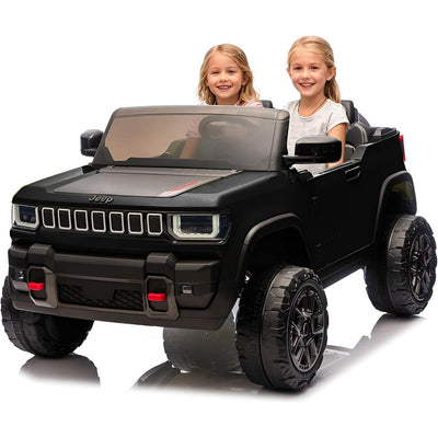 Garvee 24V 2-Seater Electric Ride-On Truck for Kids Ages 3-8 – Licensed 4WD Battery Car with Parental Remote, 3 Speed Options, Wireless Connection Music, LED Lights, Gradual Start – Ideal Gift – Black