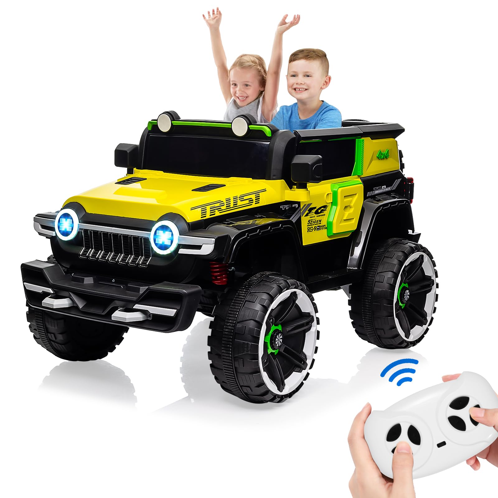 Garvee Ride - P Series: 12V 2-Seater Kids Ride On Car with Remote Control & Music - Yellow
