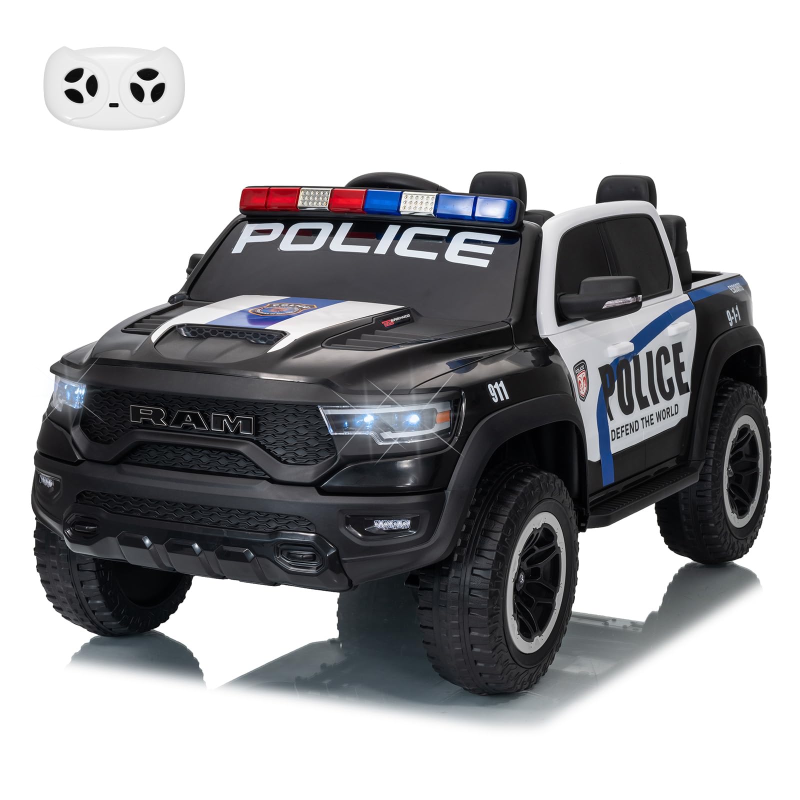 Garvee 12V Electric Ride On Truck for Kids Licensed RAM Pickup Truck Dual Motor Remote Control LED Lights Music Storage