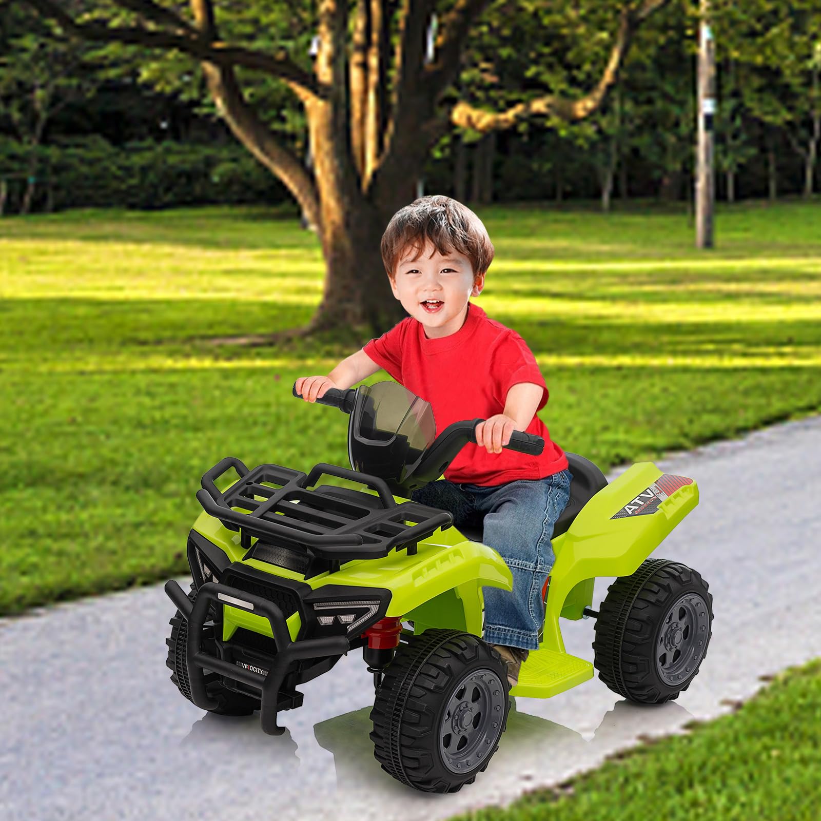 Garvee Kids ATV 4 Wheeler 6V Ride On Toy Car for Toddlers 18-48 Months with Music Green, 27.5"L x 16.5"W x 17.7"H