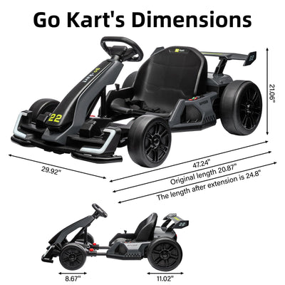 Garvee Ride - G Series: 24V Electric Go Kart, with 300W Strong Motor, Drift/Sport Mode, Big Battery, Eva Tire,Length Adjustment for Outdoor Racing Toy-Grey