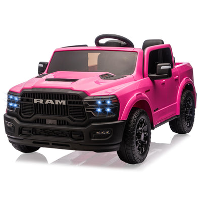 Garvee 24V Ride On Toys Licensed RAM 2500, 2 Seater Kids Ride On Truck Car, Pink, Spacious Truck Bed, LED Lights, Bluetooth, Suspension, 3 Speed