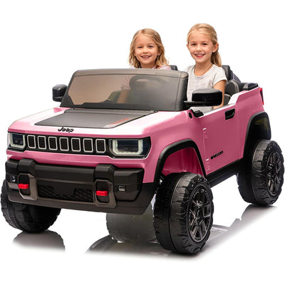 Garvee 24V 2-Seater Electric Ride-On Truck for Kids Ages 3-8 – Licensed 4WD Battery Car with Parental Remote, Wireless Connection Music, LED Lights, 3 Speeds, Gradual Start – Best Toy Vehicle – Pink