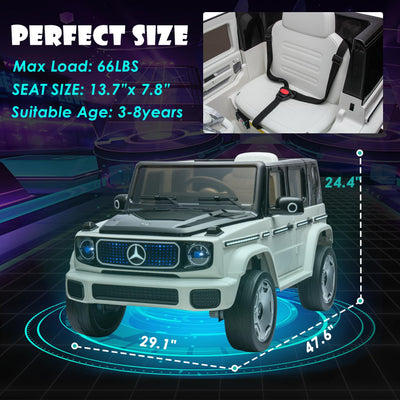 Garvee 12V Licensed Mercedes-Benz EQG Kids Ride On, LED, Music - White