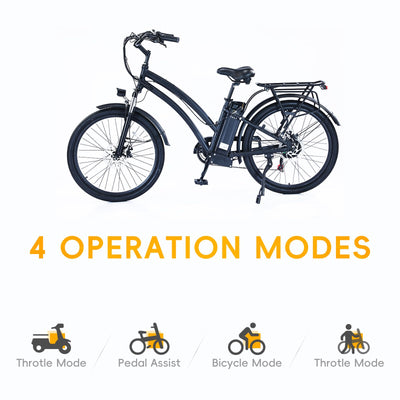 Garvee Beach E-Bike, 500W Brushless Motor, 26" Mountain Bike, 48V/13Ah Removable Battery, Max Speed 32 MPH, 7 Gears, Dual-Disc Brakes, Suitable for Adults
