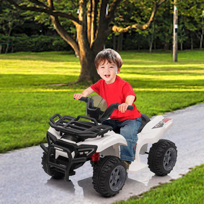 Garvee Kids ATV 4 Wheeler 6V Ride On Toy Car for Toddlers 18-48 Months White with Music, Wear-Resistant Wheels, 27.5"x16.5"x17.7"